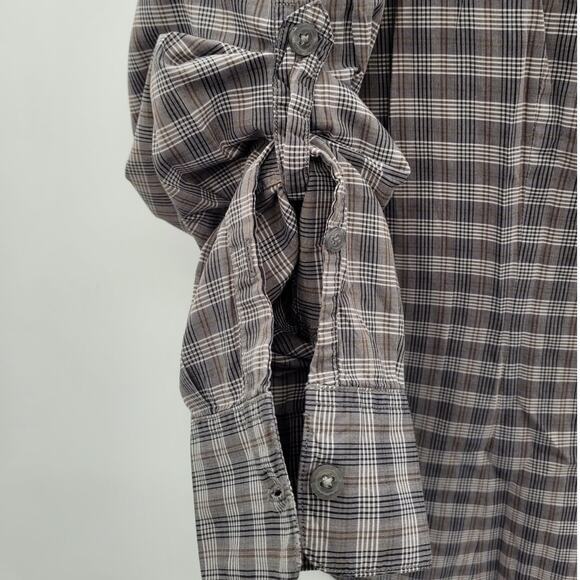 John Varvatos Star Gray Plaid Long Sleeve Button Up Mens Grunge Shirt siz Medium - Picture 13 of 14